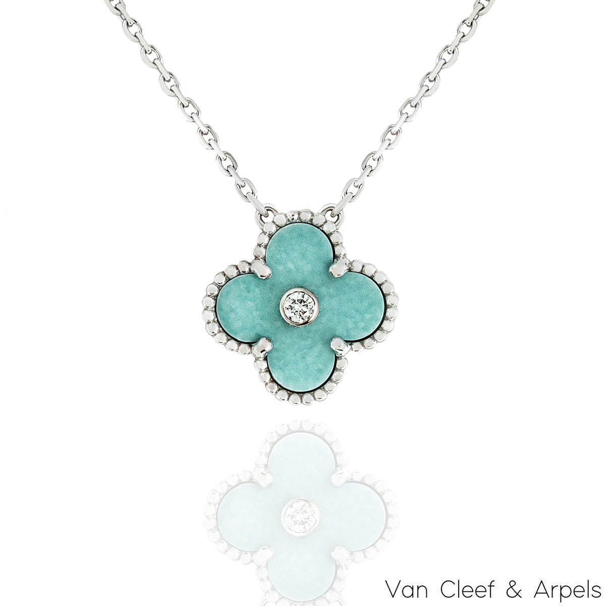 Van Cleef & Arpels Limited Edition Light Green Celadon Porcelain Vintage Alhambra Holiday Pendant VCARP9RV00