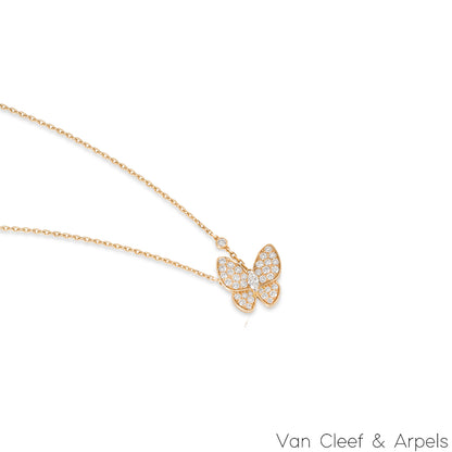 Van Cleef & Arpels Yellow Gold Diamond Two Butterfly Pendant VCARP3DP00