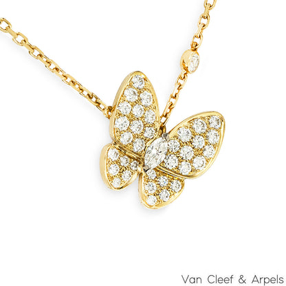 Van Cleef & Arpels Yellow Gold Diamond Two Butterfly Pendant VCARP3DP00