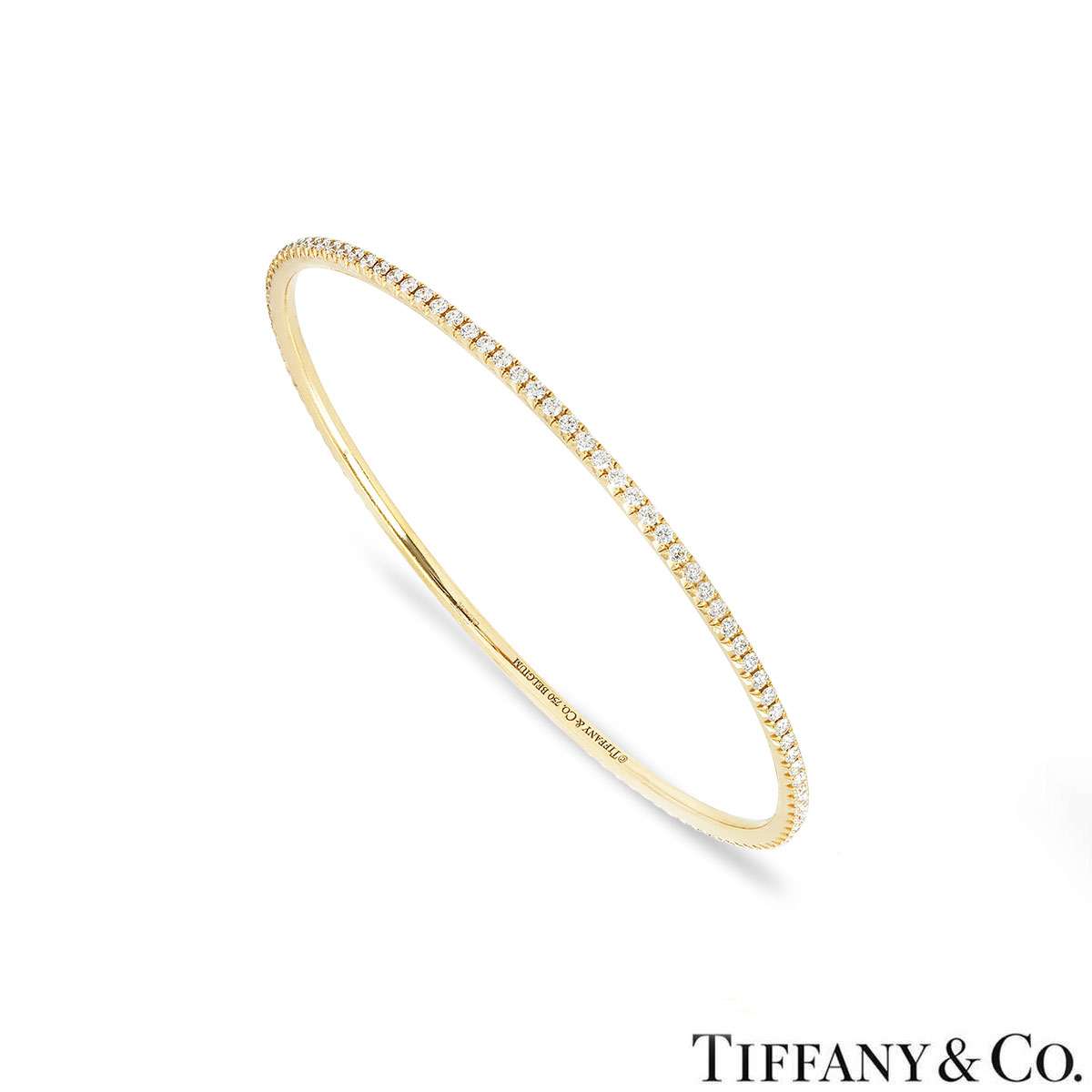 Tiffany & Co. Yellow Gold Diamond Metro Bangle