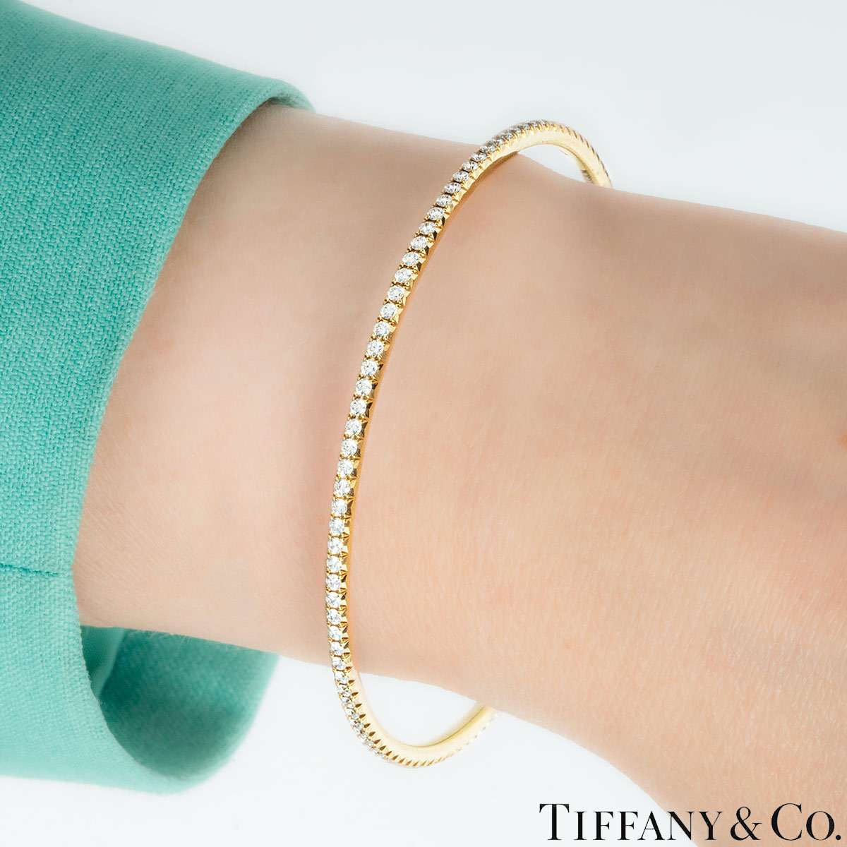 Tiffany & Co. Yellow Gold Diamond Metro Bangle