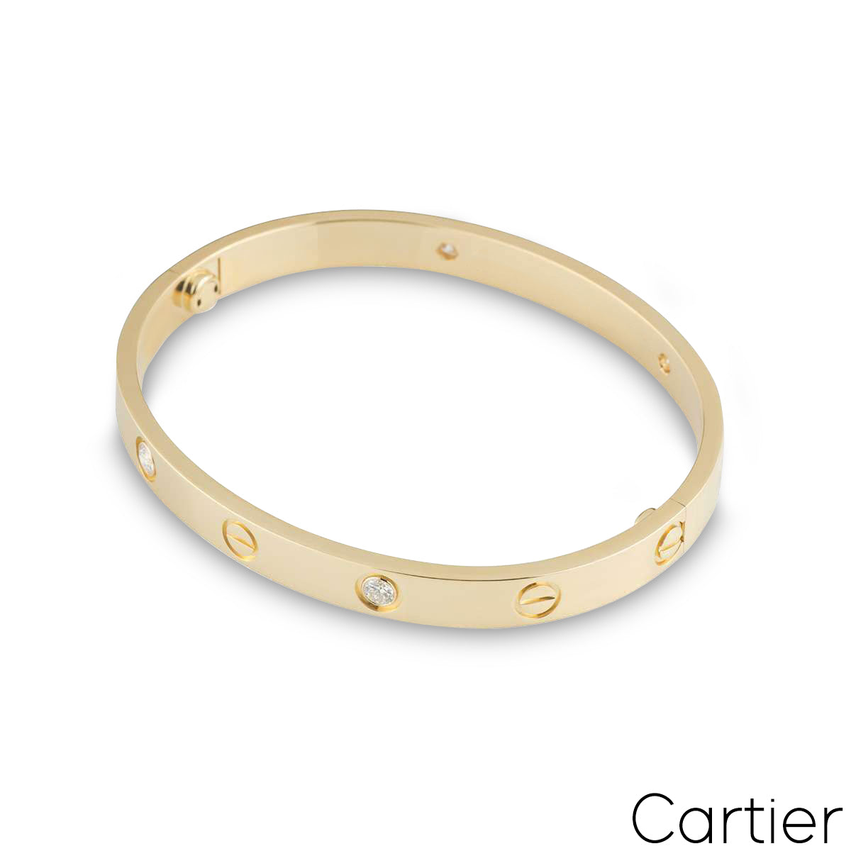 Cartier Yellow Gold Half Diamond Love Bracelet Size 15 B6035915