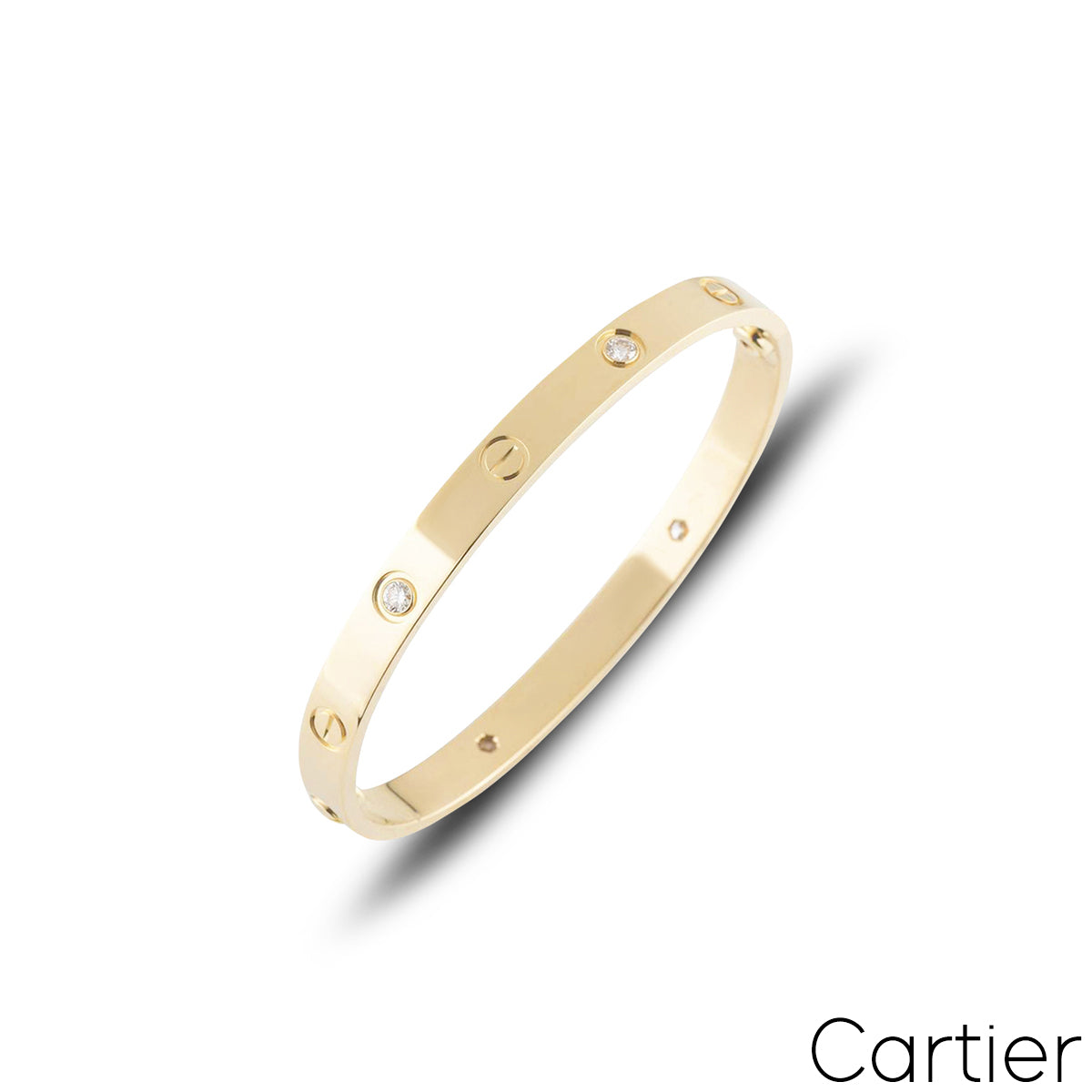 Cartier Yellow Gold Half Diamond Love Bracelet Size 18 B6035918