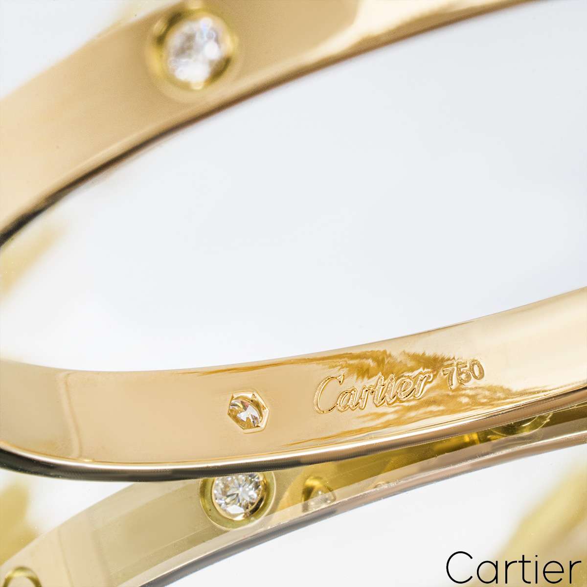 Cartier Yellow Gold Half Diamond Love Bracelet Size 18 B6035918