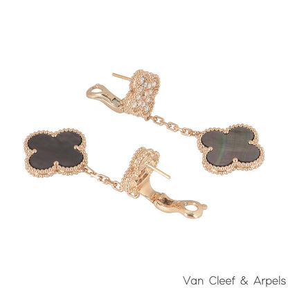 Van Cleef & Arpels Rose Gold Diamond & Mother Of Pearl Magic Alhambra Earrings VCARP2R200