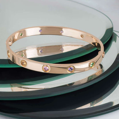 Cartier Rose Gold Coloured Stones Love Bracelet Size 16 B6036516