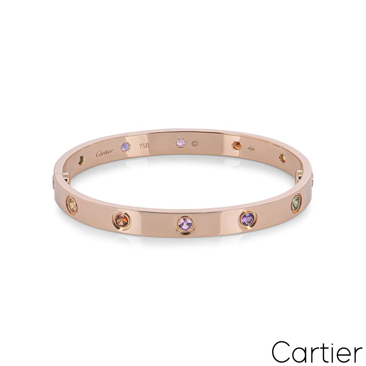 Cartier Rose Gold Coloured Stones Love Bracelet Size 17 B6036517