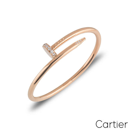 Cartier Rose Gold Diamond Juste Un Clou Bracelet Size 18 B6048518