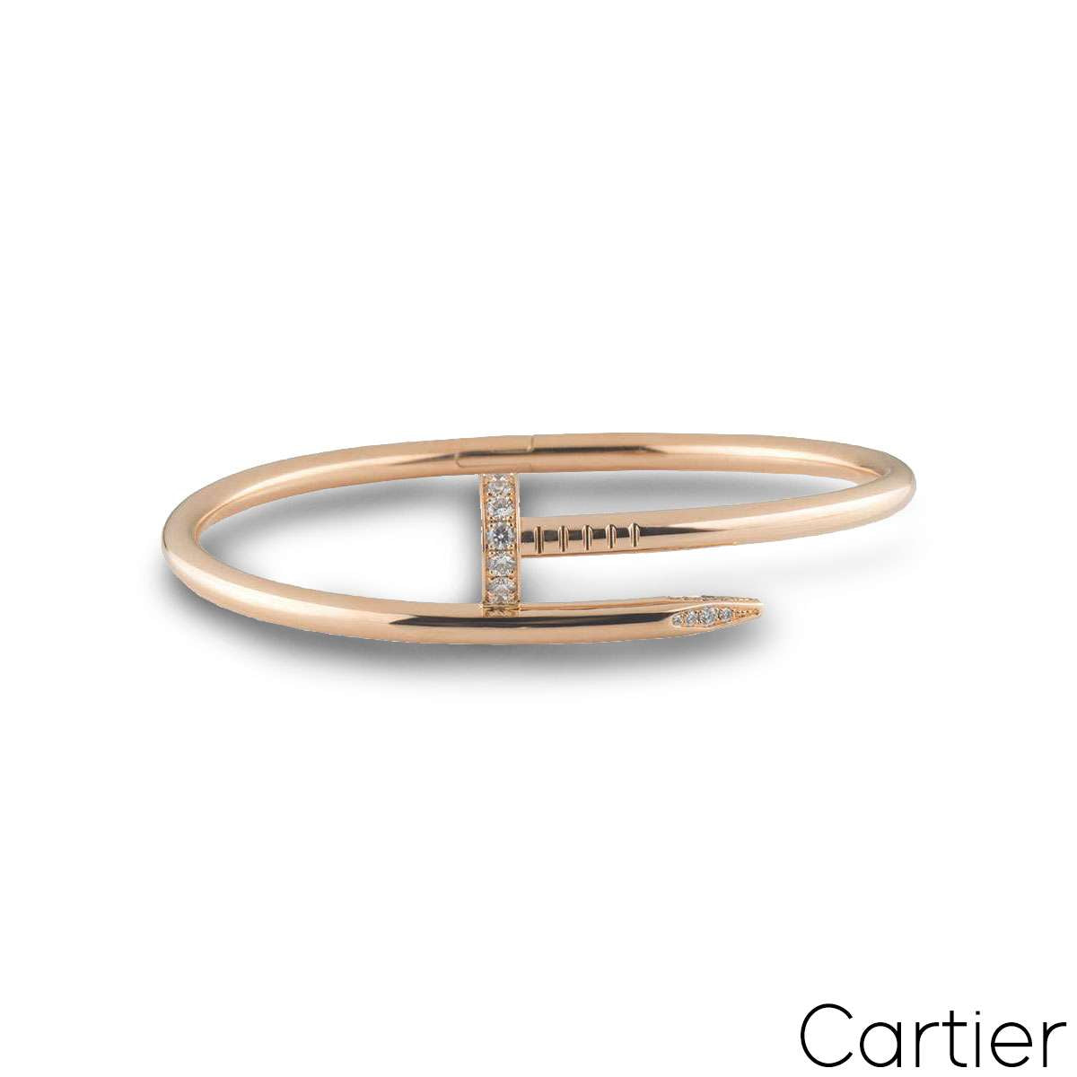 Cartier Rose Gold Diamond Juste Un Clou Bracelet Size 18 B6048518