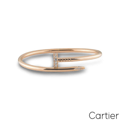 Cartier Rose Gold Diamond Juste Un Clou Bracelet Size 18 B6048518