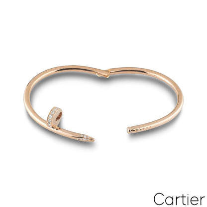 Cartier Rose Gold Diamond Juste Un Clou Bracelet Size 18 B6048518