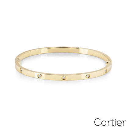 Cartier Yellow Gold Full Diamond Love Bracelet Sm Size 17 B6047817