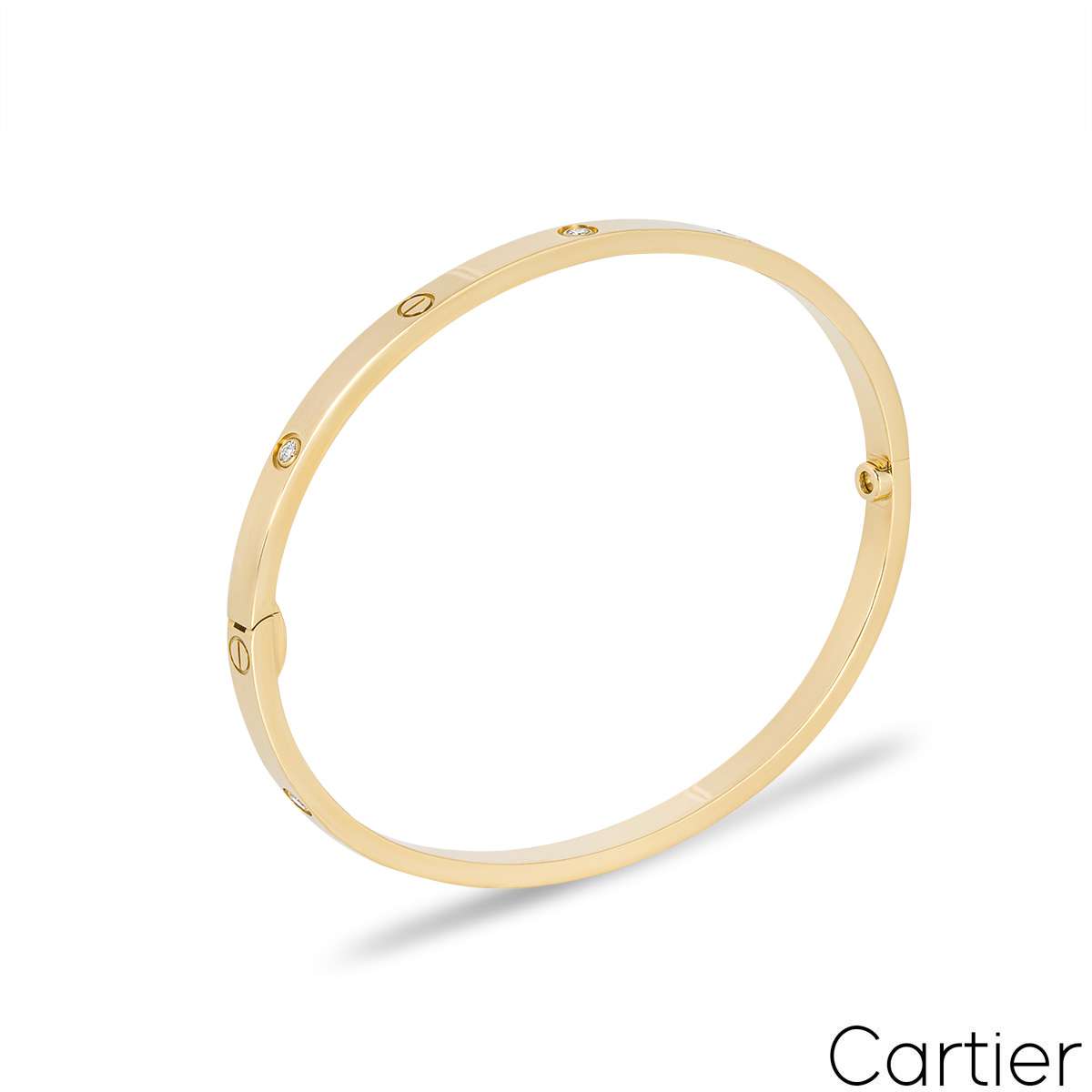 Cartier Yellow Gold Half Diamond Sm Love Bracelet Size 16 B6047216