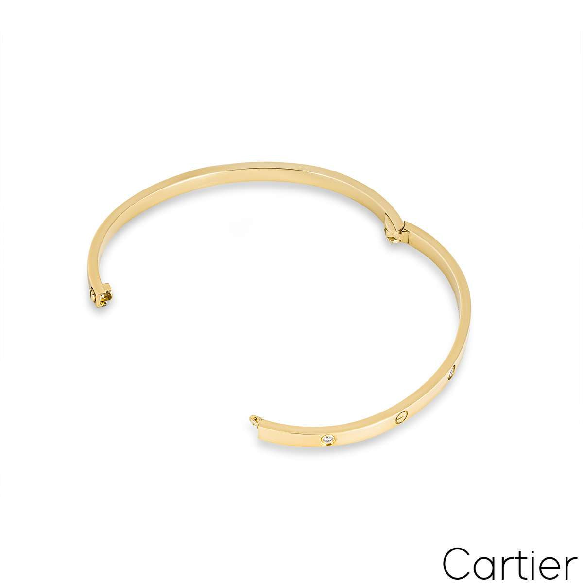 Cartier Yellow Gold Half Diamond Sm Love Bracelet Size 16 B6047216