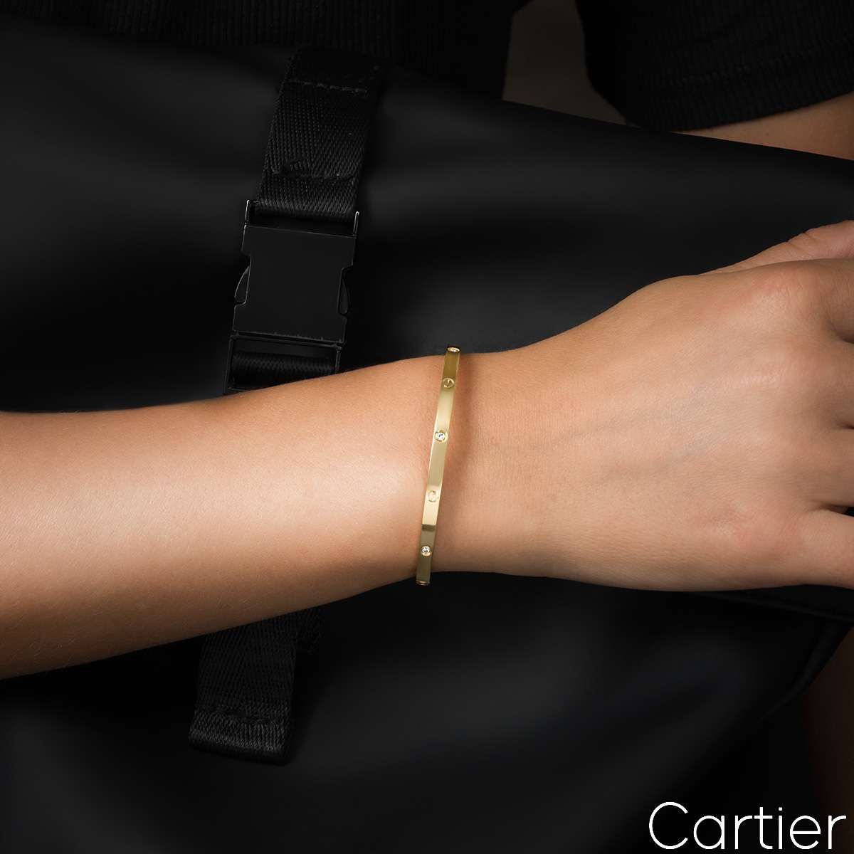 Cartier Yellow Gold Half Diamond Sm Love Bracelet Size 16 B6047216