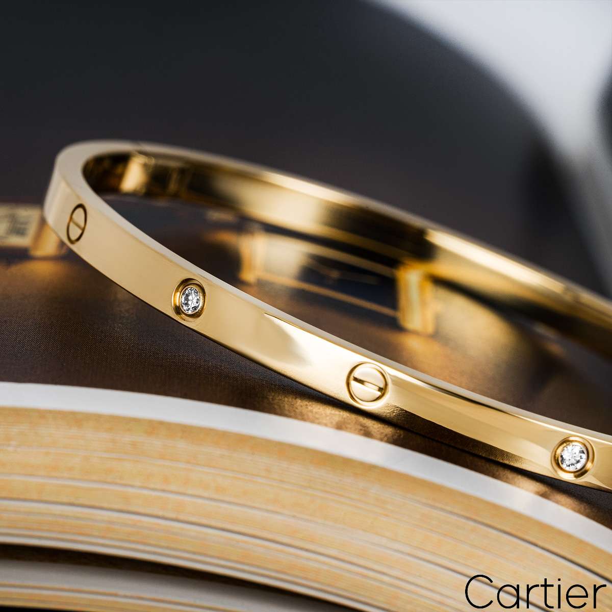 Cartier Yellow Gold Half Diamond Sm Love Bracelet Size 16 B6047216