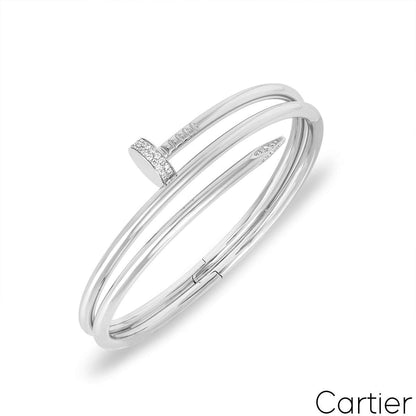 Cartier White Gold Juste Un Clou Diamond Bracelet Size 17 N6708517