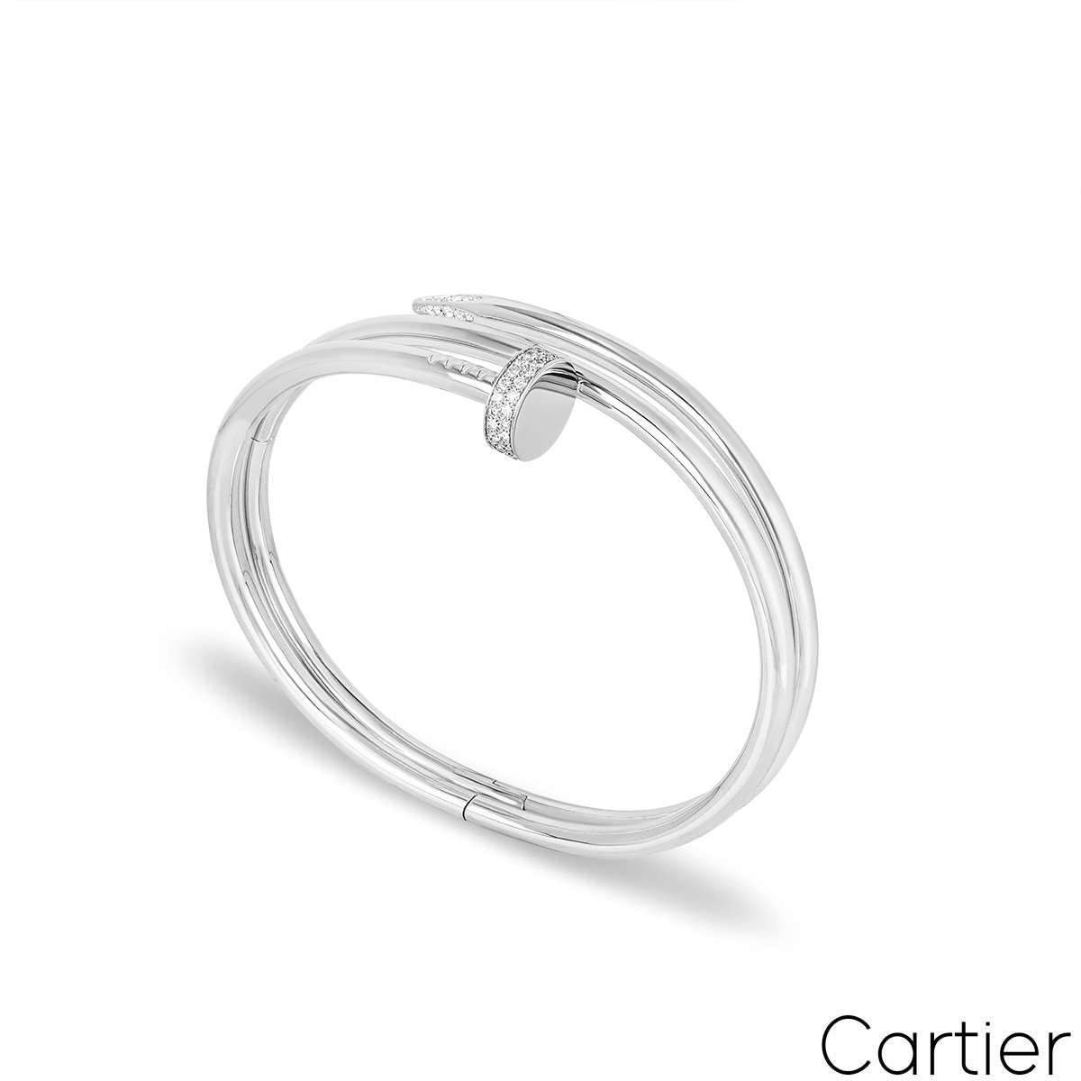 Cartier White Gold Juste Un Clou Diamond Bracelet Size 17 N6708517