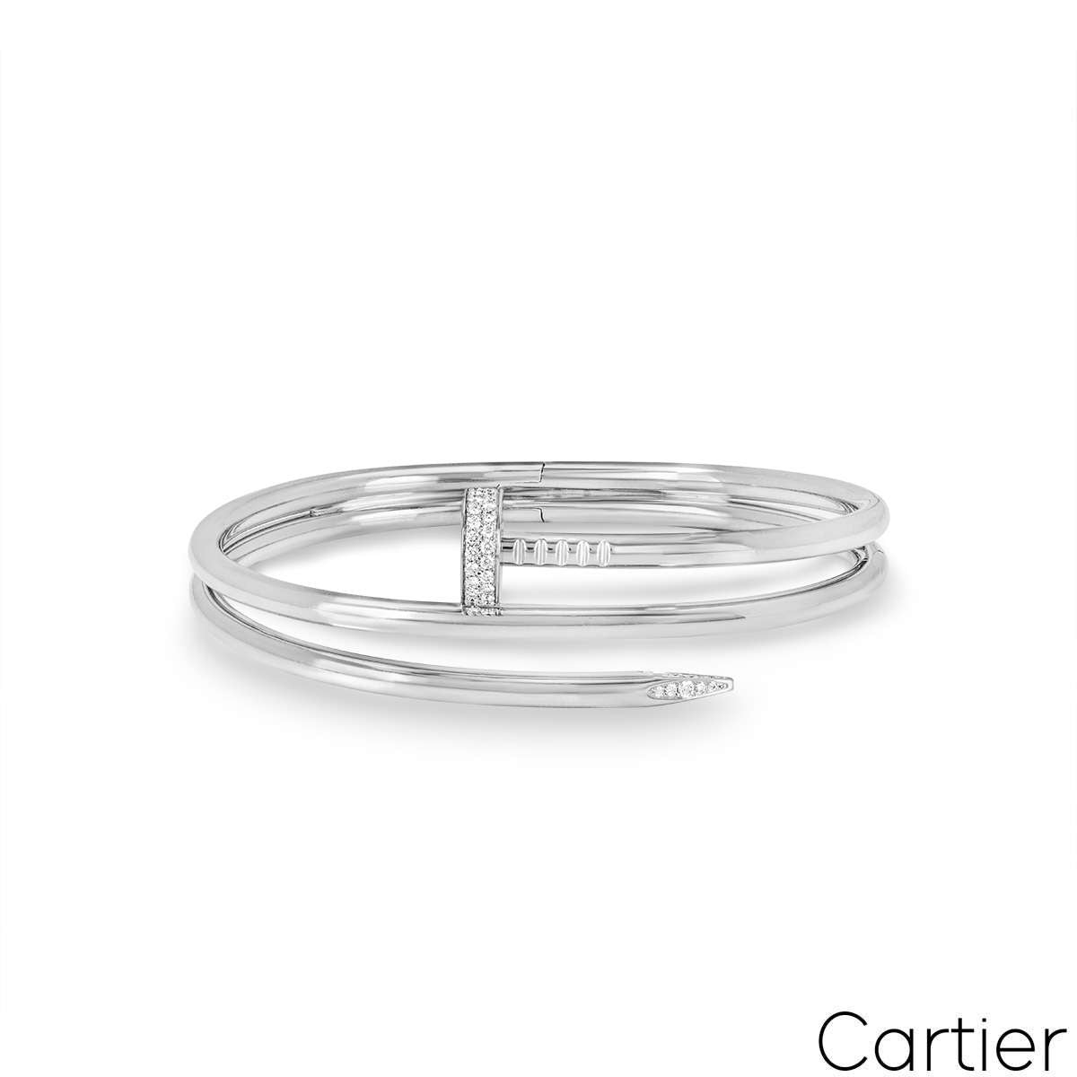 Cartier White Gold Juste Un Clou Diamond Bracelet Size 17 N6708517