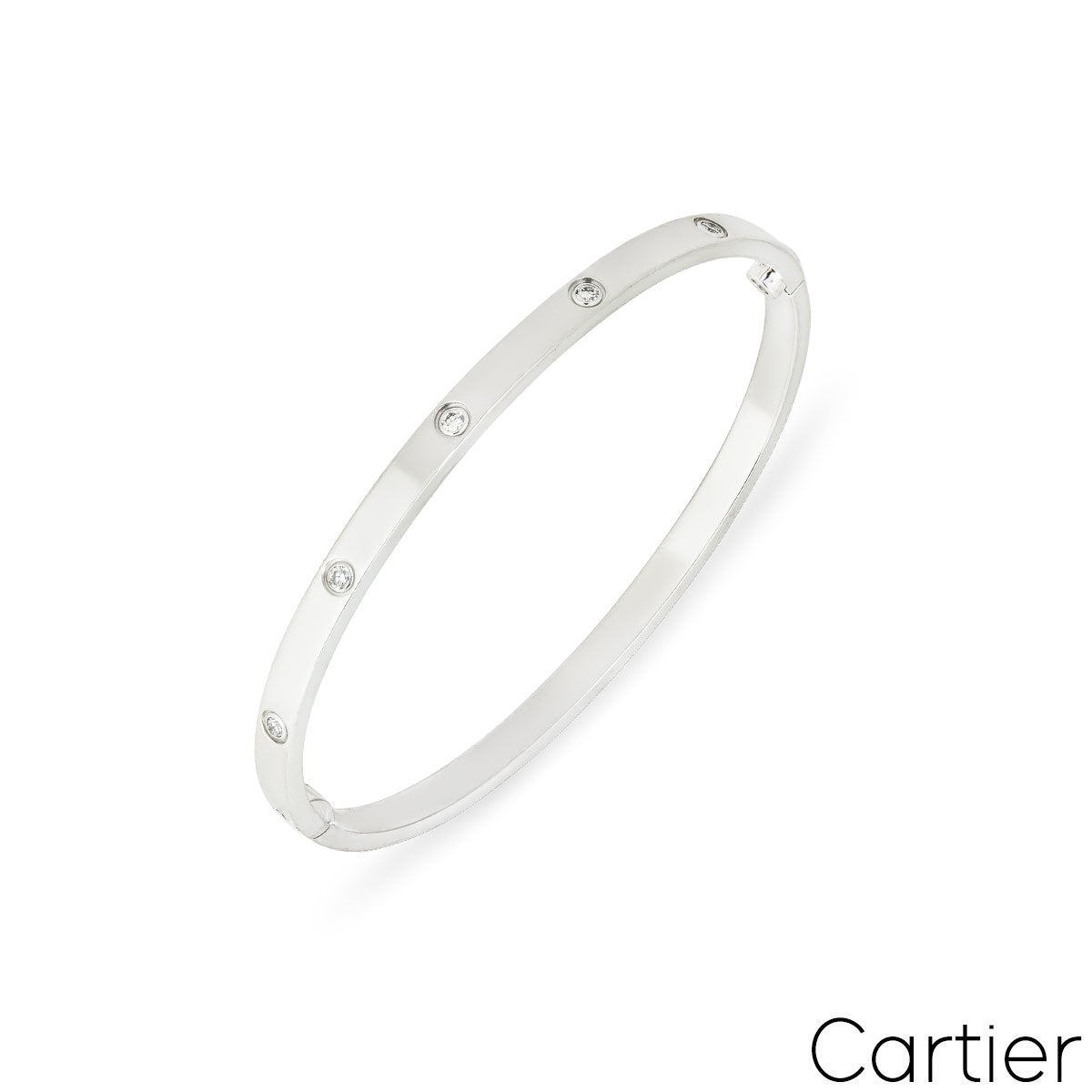 Cartier White Gold Full Diamond Love Bracelet Sm Size 16 B6048016