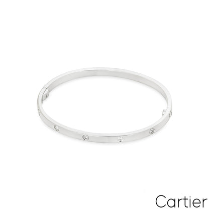 Cartier White Gold Full Diamond Love Bracelet Sm Size 16 B6048016