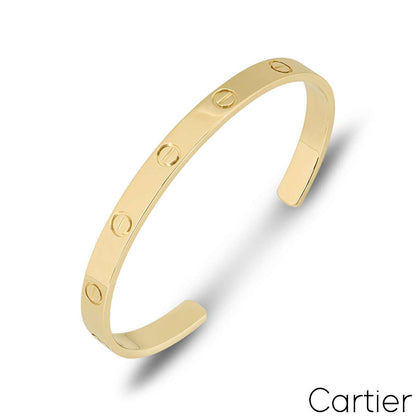 Cartier Yellow Gold Plain Love Cuff Bracelet Size 19 B6032419