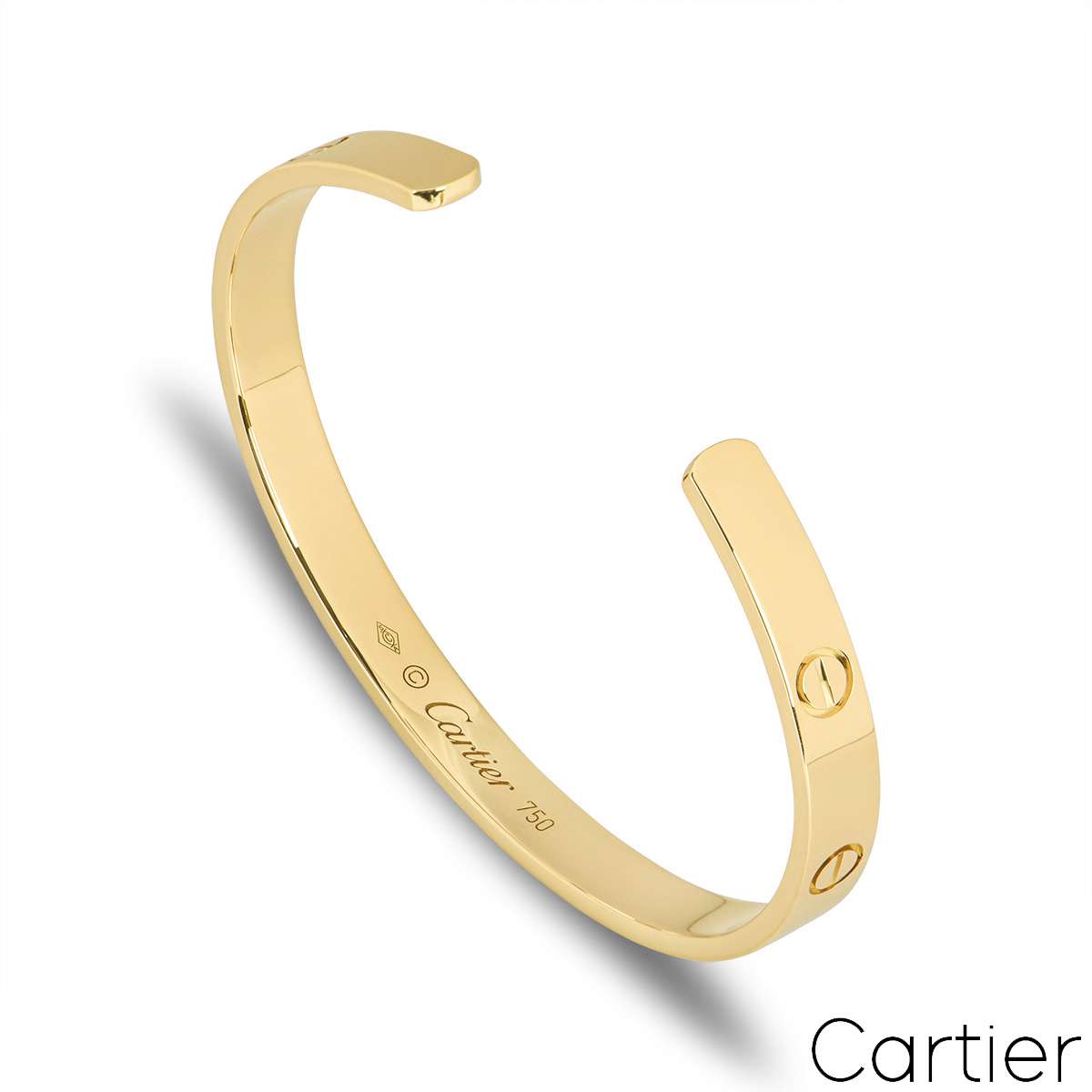 Cartier Yellow Gold Plain Love Cuff Bracelet Size 19 B6032419