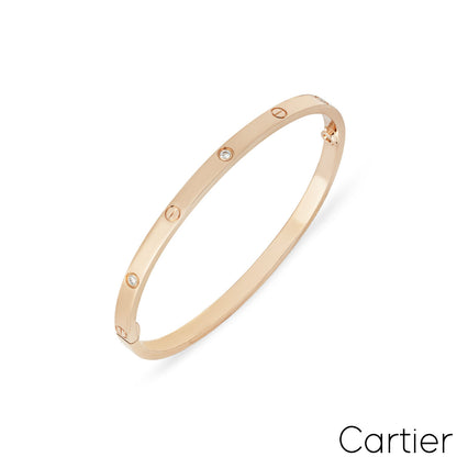 Cartier Rose Gold 6 Diamond Sm Love Bracelet Size 16 B6047616