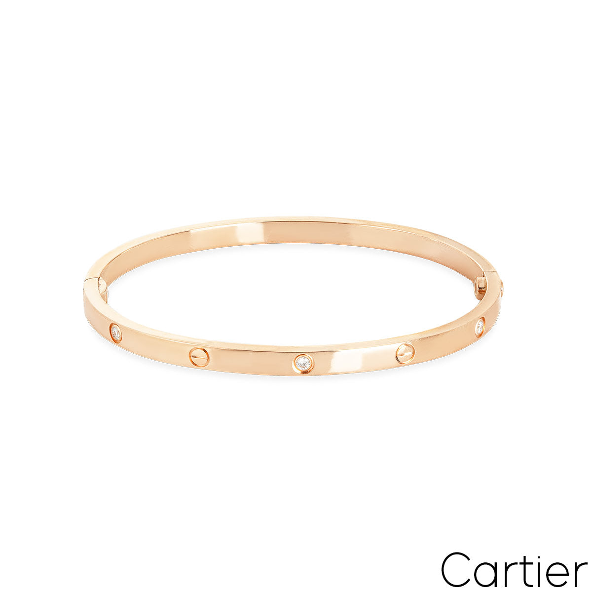 Cartier Rose Gold 6 Diamond Sm Love Bracelet Size 16 B6047616