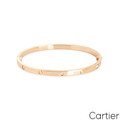 Cartier Rose Gold 6 Diamond Sm Love Bracelet Size 16 B6047616