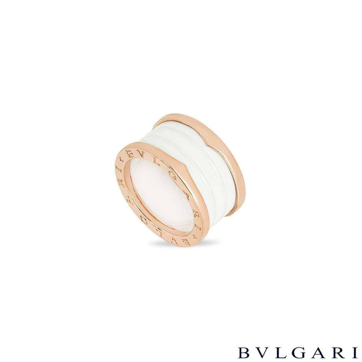 Bvlgari Rose Gold & White Ceramic B.ZERO1 Size 57 Ring 345831