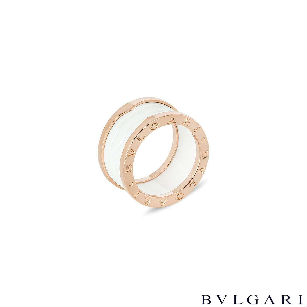 Bvlgari Rose Gold & White Ceramic B.ZERO1 Size 57 Ring 345831