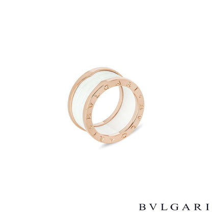 Bvlgari Rose Gold & White Ceramic B.ZERO1 Size 57 Ring 345831