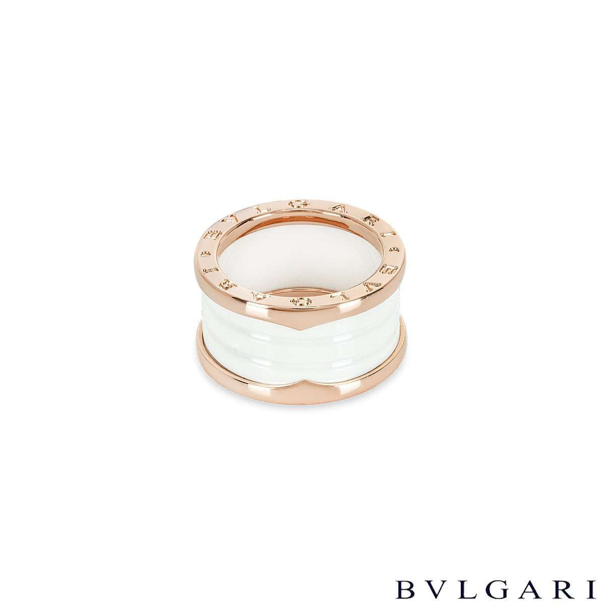 Bvlgari Rose Gold & White Ceramic B.ZERO1 Size 57 Ring 345831