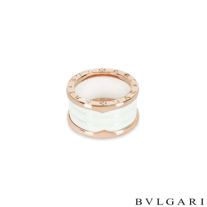 Bvlgari Rose Gold & White Ceramic B.ZERO1 Size 57 Ring 345831