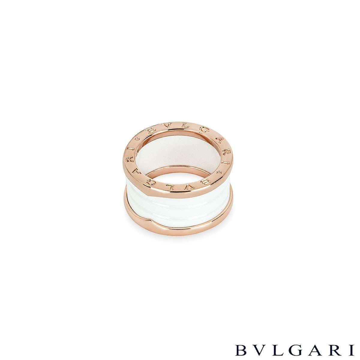 Bvlgari Rose Gold & White Ceramic B.ZERO1 Size 57 Ring 345831