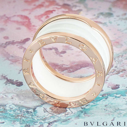 Bvlgari Rose Gold & White Ceramic B.ZERO1 Size 57 Ring 345831