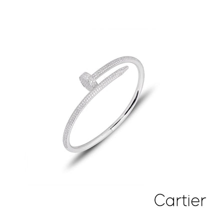 Cartier White Gold Diamond Juste Un Clou Bracelet Size 15 N6707315