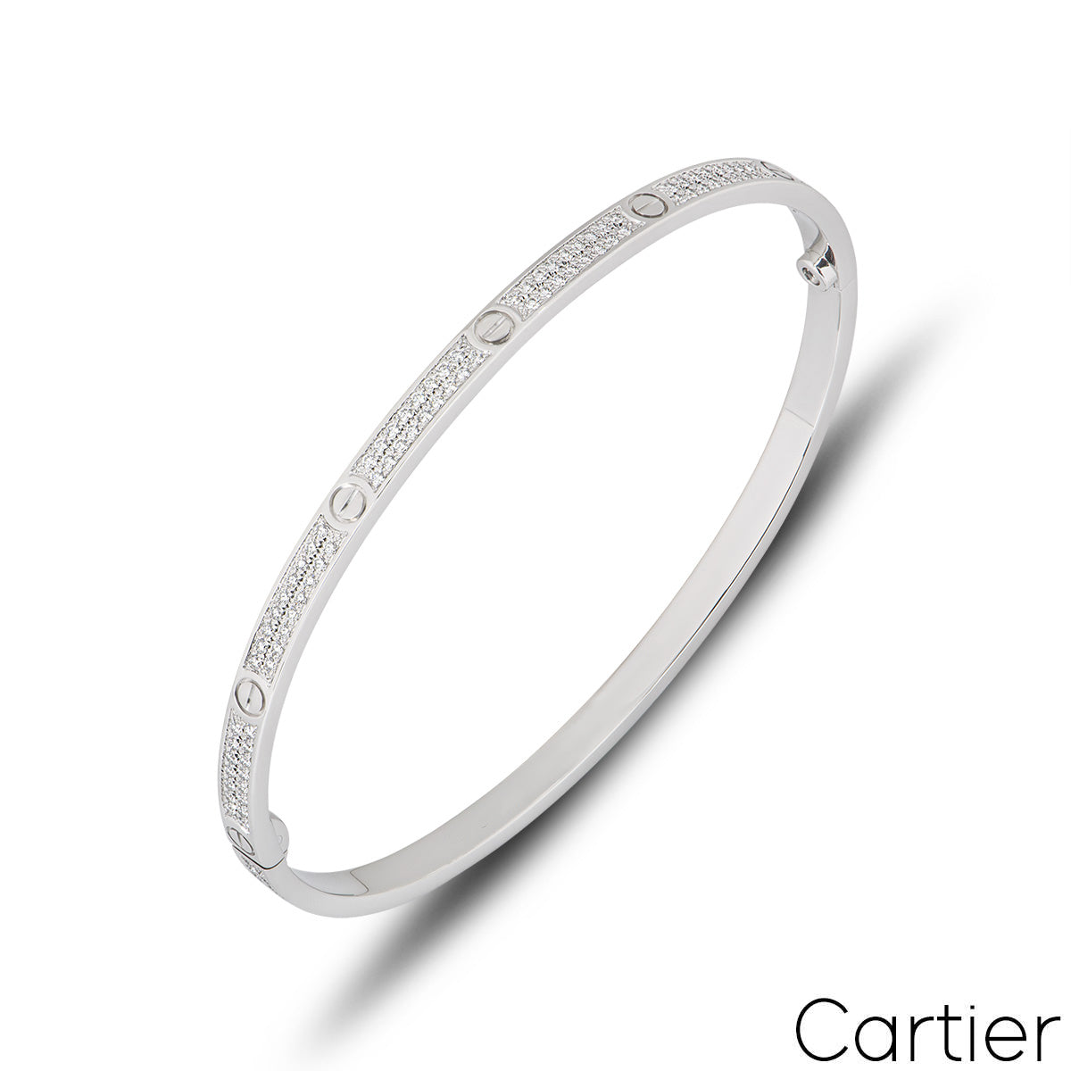 Cartier White Gold Pave Diamond Sm Love Bracelet Size 18 N6710818