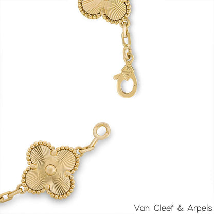 Van Cleef & Arpels Yellow Gold Guilloche Vintage Alhambra 5 Motif Bracelet VCARP3JK00