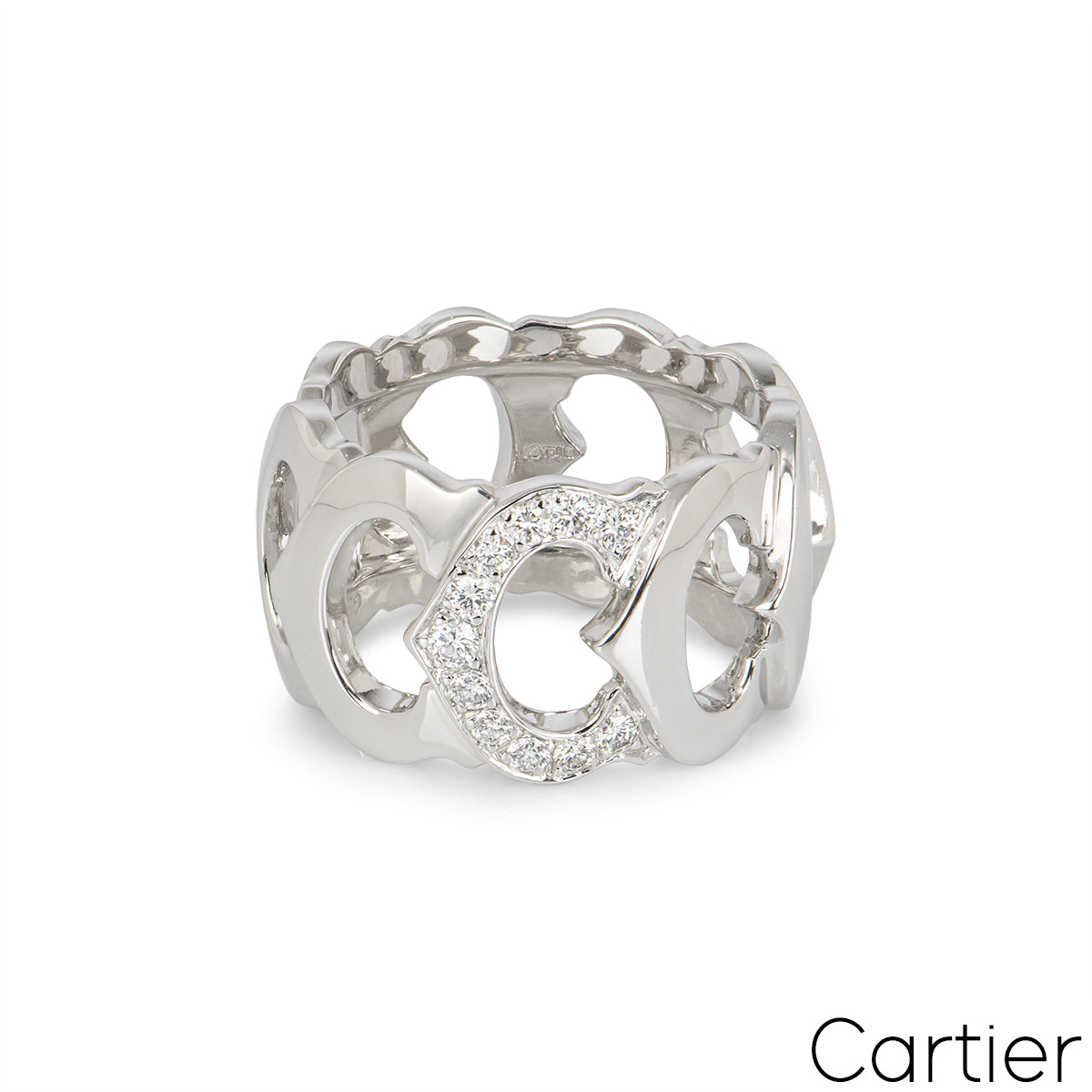 Cartier White Gold Diamond C De Cartier Ring