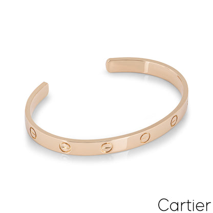 Cartier Rose Gold Plain Cuff Love Bracelet Size 16 B6032616