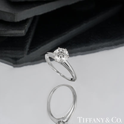 Tiffany & Co. Platinum Round Brilliant Cut Diamond Setting Ring 1.18CT D/VS1 Xxx