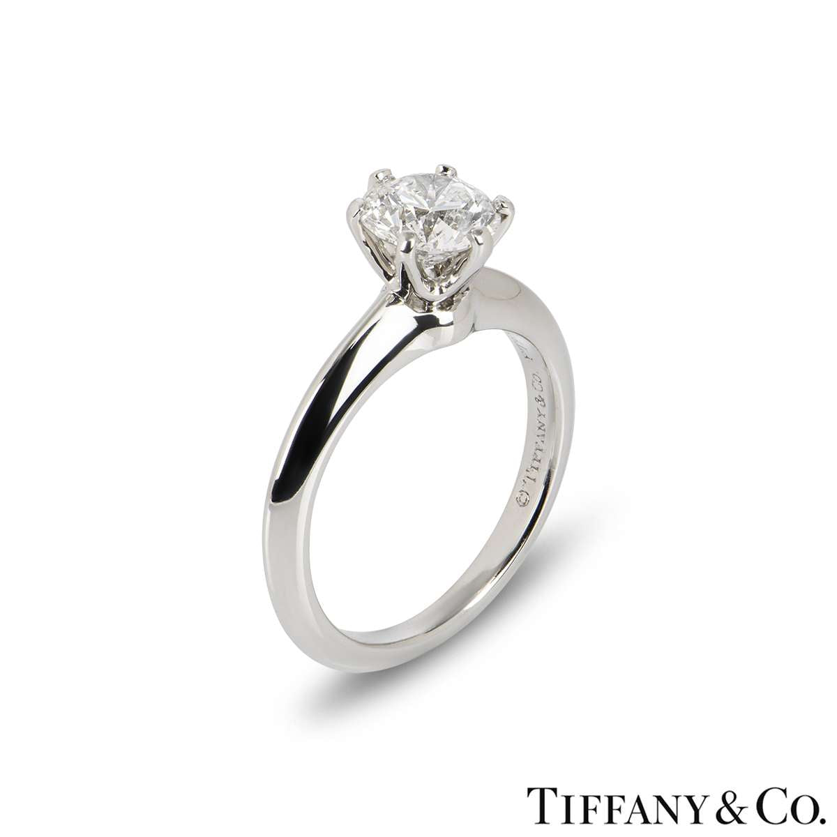 Tiffany & Co. Platinum Round Brilliant Cut Diamond Setting Ring 1.04CT G/VS2