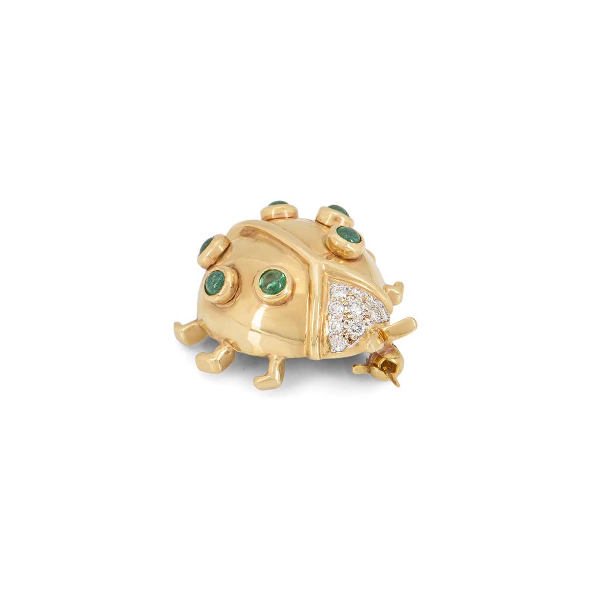 Yellow Gold Diamond & Emerald Ladybird Brooch