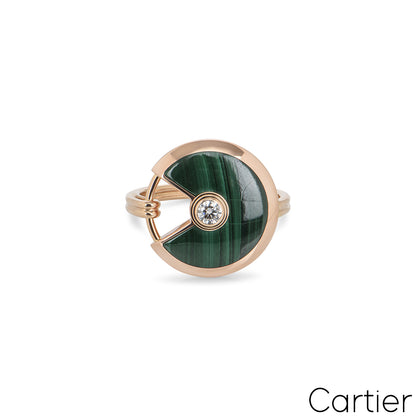 Cartier Rose Gold Malachite Amulette De Cartier Ring