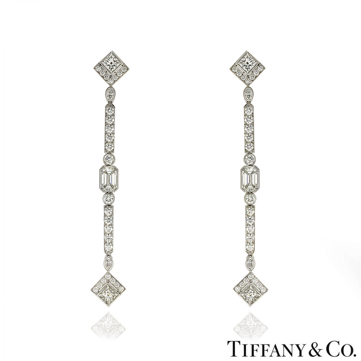 Tiffany & Co. Platinum Diamond Drop Earrings