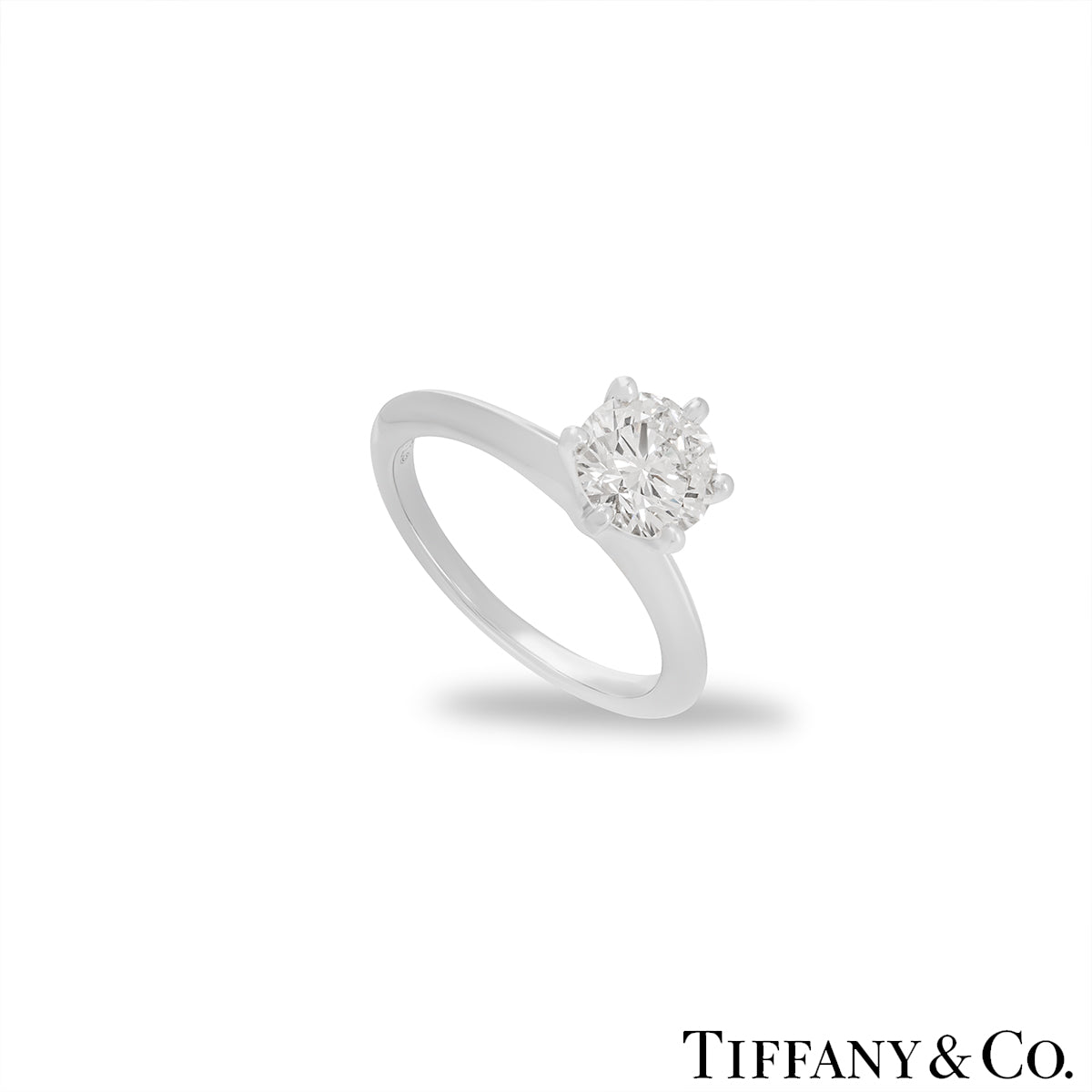 Tiffany & Co. Platinum Round Brilliant Cut Diamond Setting Ring 1.08CT I/VS1 Xxx