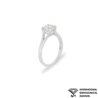 White Gold Round Brilliant Cut Lab Grown Diamond Ring 1.26CT F/VVS2