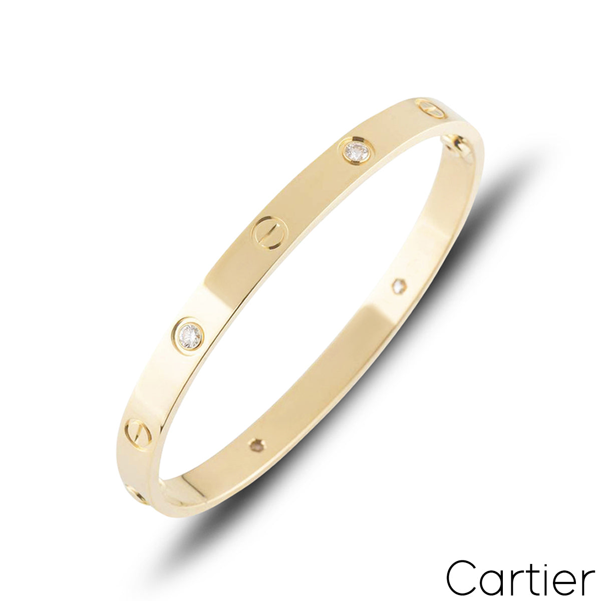 Cartier Yellow Gold Half Diamond Love Bracelet Size 19 B6035919